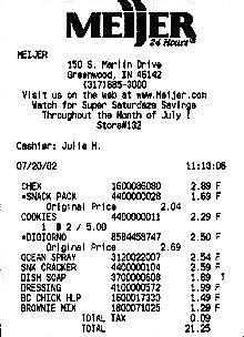 Meijer receipt
