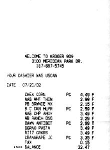Kroger receipt